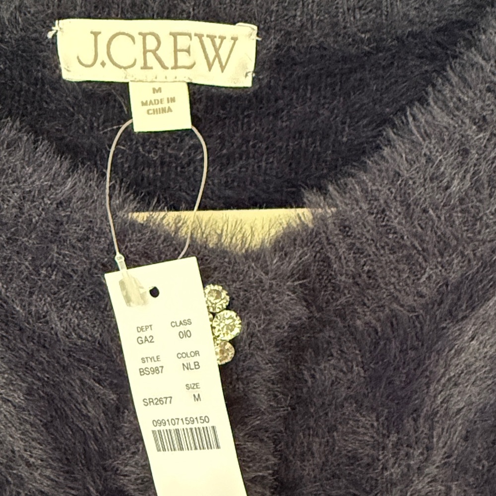 J. Crew Black Fuzzy Cardigan with Crystal Accents - Picture 3 of 6